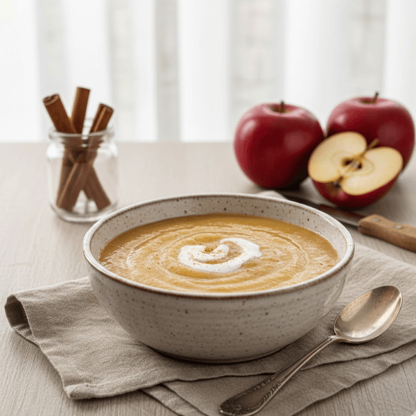 Compote de pommes maison onctueuse dans un bol avec pommes fraîches et cannelle