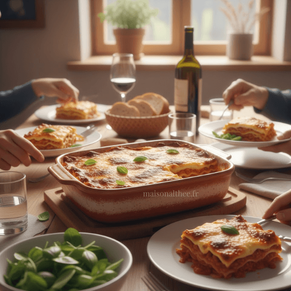 plat de lasagne sortant du four