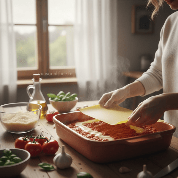 préparation de lasagnes 