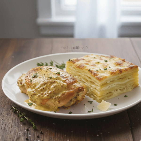 Poulet crème moutarde facile au four avec sauce onctueuse et accompagnement