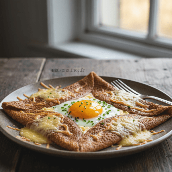 Crêpe salée à l'oeuf et au fromage