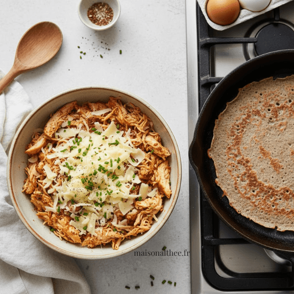 Crêpes salée au poulet et fromage