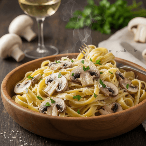 Pâtes crémeuses aux champignons faciles