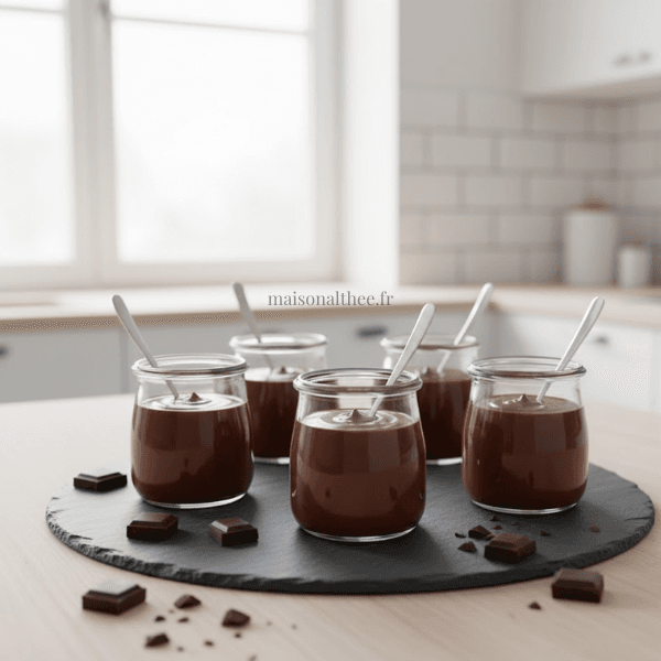 Petits pots à la crème de chocolat maison comme mamie, dessert familial à préparer à l’avance
