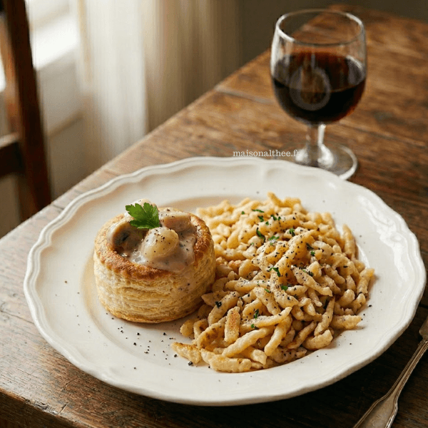 Bouchées à la reine maison avec pâte feuilletée dorée et garniture crémeuse