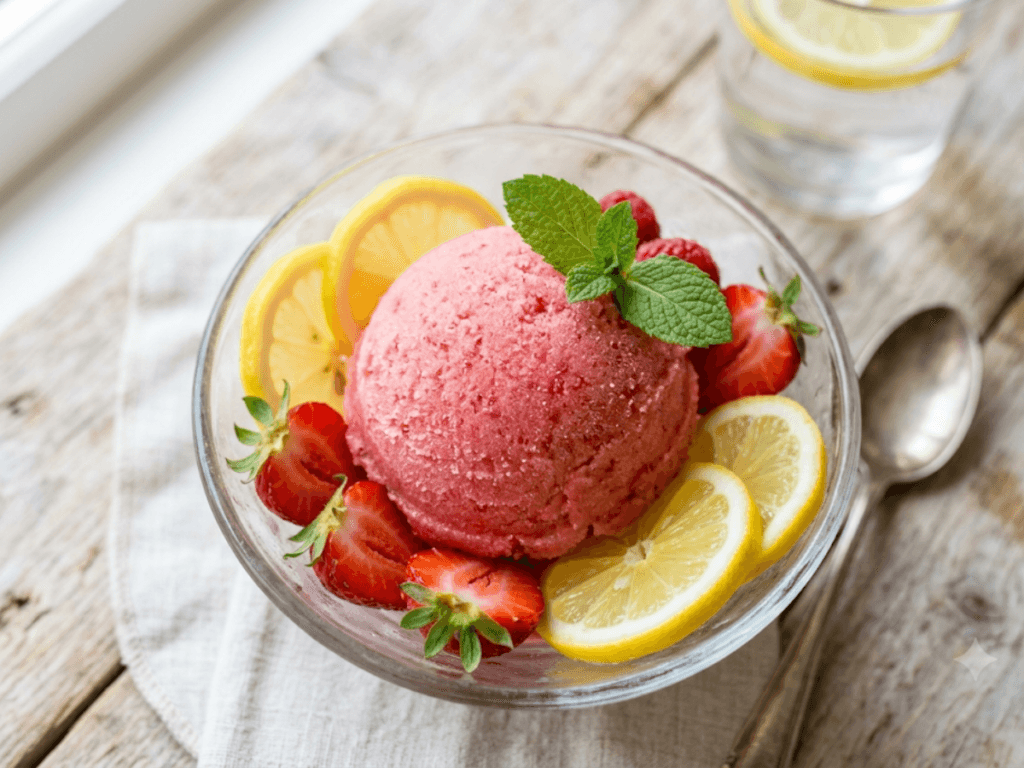 Sorbet fraise citron maison léger rafraîchissant artisanal