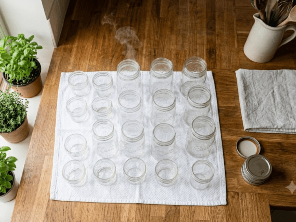Stérilisation pots en verre eau bouillante four lave-vaisselle