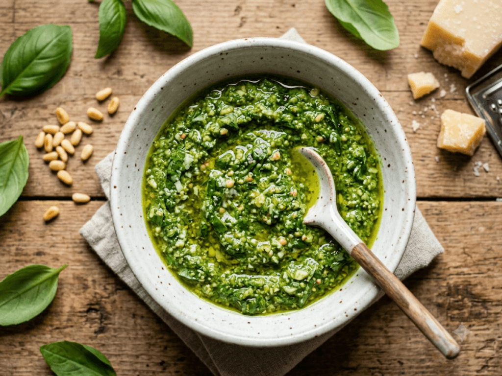 Pesto basilic maison gourmand savoureux sauce italienne