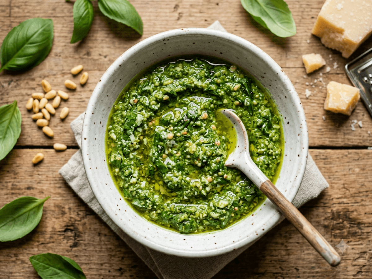 Pesto basilic maison gourmand savoureux sauce italienne
